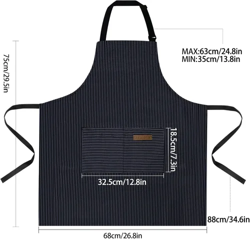 Vista 2 de ATROPOS Paquete de 2 delantales para mujeres con bolsillos, delantales de cocina para mujeres y hombres, delantales de chef ajustables para cocina