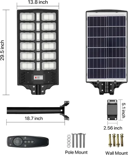 Vista 8 de 8000 W Luces de calle solares al aire libre - Luces solares al aire libre impermeables con sensor de movimiento, luces de estacionamiento