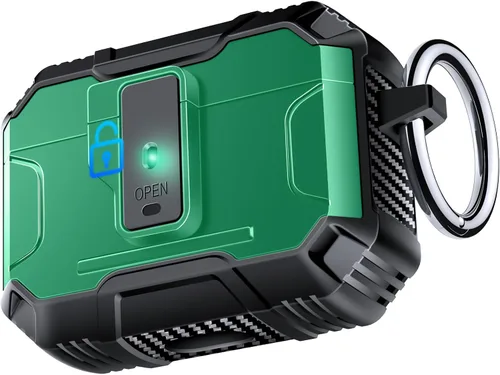 Vista 30 de Amoured AutoPOP - Funda para AirPods Pro de 1ª generación con cerradura y llavero, protección resistente de 360° y mecanismo de apertura de 1 clic