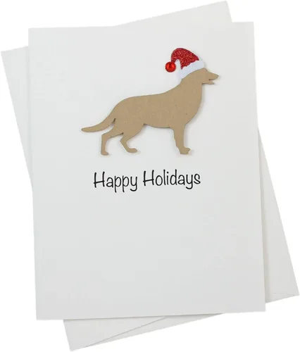 Vista 27 de Black Doodle Bernedoodle - Tarjetas de Navidad (10 unidades), hechas a mano, base blanca, perro con sombrero de Papá Noel Negro