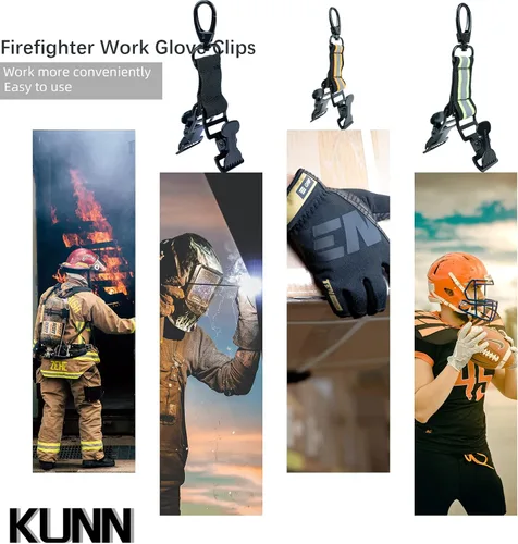 Vista 6 de KUNN Correa de guante de bombero, clips de soporte de guante de seguridad para el trabajo con clip de cocodrilo