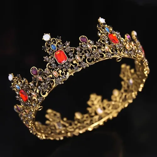 Vista 7 de hair jewelry crown tiaras for women Baroque Retro Princess Headdress Tiara Bridal Crown For Women Crystal Queen Selection Hair Band Party Birthday