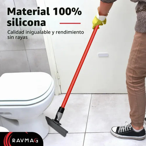 Vista 4 de Escobilla de Piso de Silicona con Mango Largo de 55 Pulgadas, Hoja de Silicona Fundida Única de 12 Pulgadas, Junta Giratoria de 360° - Escobilla