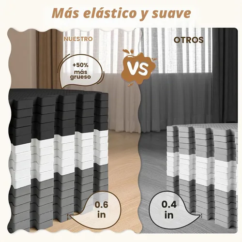Vista 2 de 16 piezas de alfombrilla de juego para bebé para el piso, alfombrilla de juego de espuma EVA para bebé con baldosas de alfombra entrelazadas de 1.5