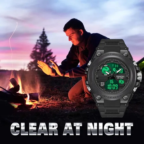 Vista 4 de Reloj militar para hombre, reloj electrónico para deportes al aire libre, reloj táctico del ejército, cronómetro LED, impermeable, relojes
