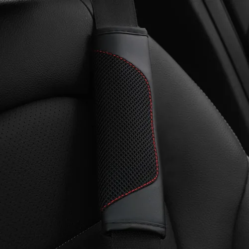 Vista 6 de BESULEN - Fundas para cinturón de seguridad de coche, juego de 2 protectores de correa de hombro de malla de cuero universal, almohadilla de arnés