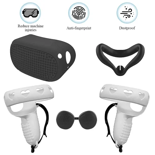 Vista 3 de Silicone Cover Set for Oculus Quest 2, Ubitree Virtual Reality Headset Protection Include Headset Cover and Controller Grip, Face Cover, Lens