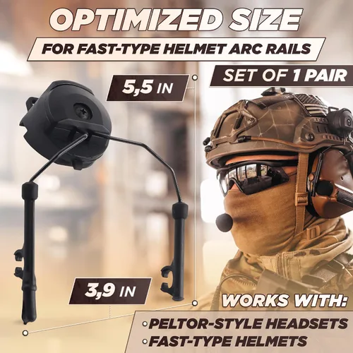 Vista 2 de Adaptador de riel ARC para auriculares tácticos – Compatible con Peltor Comtac II/III, Earmor M31/M32, Sordin – Se ajusta a cascos FAST, MICH, EXFIL