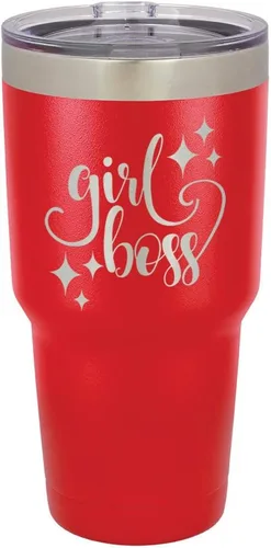 Vista 16 de GIRL BOSS - Vaso grabado con láser de acero con recubrimiento de polvo para viaje, sin BPA, para mantener tu bebida fría o caliente, idea de regalo