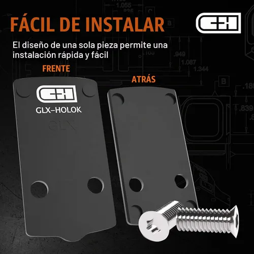 Vista 4 de C+H Placa de montaje Red Dot para Glock 43X/48 MOS y Holosun 407K/507K Fabricado en los Estados Unidos