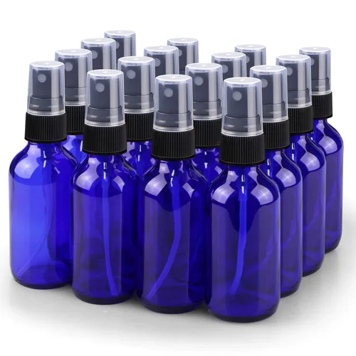 Vista 10 de Botella con atomizador, botellas de spray de vidrio de niebla fina de 2 onzas, recipientes de líquido recargables pequeños para regar la limpieza