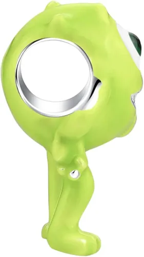 Vista 2 de Mike Wazowski - Dije de monstruo cíclope verde Plata esterlina No es una piedra preciosa