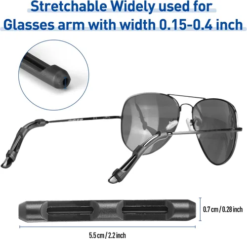 Vista 2 de lvvfit Lentes de silicona suave con puntas de sien, retenedores de lentes elásticos antideslizantes para lentes de sol, lentes de lectura, 6 pares
