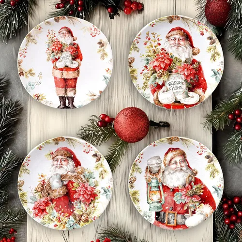 Vista 2 de Certified International Christmas Story - Juego de 4 platos de ensalada y postre de 9 pulgadas, multicolor, medianos