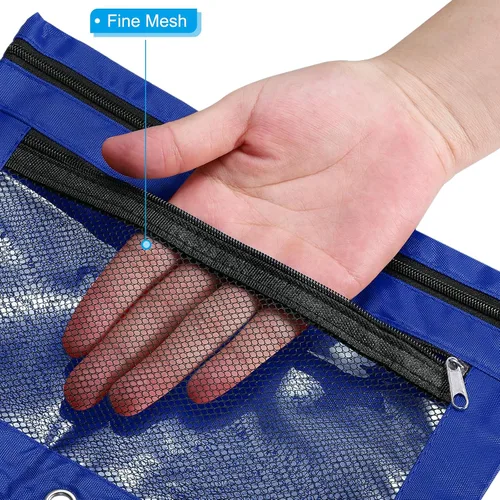 Vista 5 de PATIKIL Estuche para lápices para carpeta de 3 anillos, paquete de 4 unidades, tela Oxford de malla con cremallera, estuche para oficina y hogar
