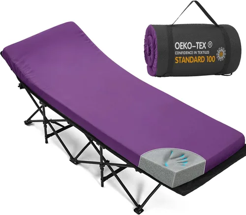 Vista 14 de CYMULA Colchón para Catre de Campamento de 2 pulgadas, Almohadilla para Dormir de Espuma Viscoelástica, Suave, Cálido, Antideslizante, Cubrecolchón