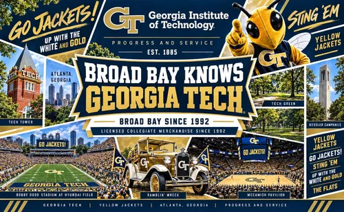 Vista 4 de Broad Bay Official Georgia Tech Tote Bag Zippered Travel Carryall Negro