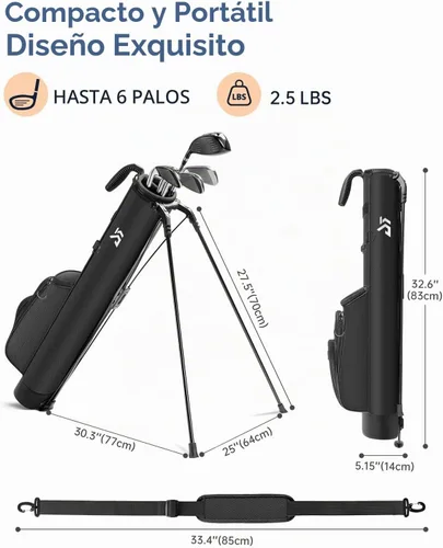Vista 7 de Dragon Tiger Origin Lightweight Sunday Golf Bag, Small Golf Bag with Stand Negro