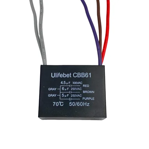 Vista 3 de Nuevo condensador de ventilador de techo CBB61 4.5uf + 6uf + 5uf 5 cables 250V
