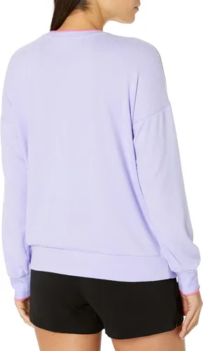 Vista 2 de PJ Salvage Camiseta de manga larga con corazón dorado para mujer, Niebla orquídea
