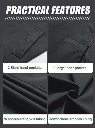 Vista 6 de Pursky Chaqueta militar para hombre, abrigo de lona con capucha de algodón lavado, abrigo de otoño
