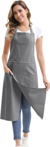 Vista 7 de Nanxson Delantal de Alfarería con Pierna Dividida Largo para Pintura de Artista con 3 Bolsillos y Hebilla Ajustable para Rueda de Cerámica Arte DIY