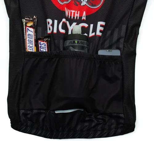 Vista 4 de Nunca subestimes a un anciano con una bicicleta Ciclismo Jersey Uniforme de bicicleta Verano (negro, 3XL), Negro