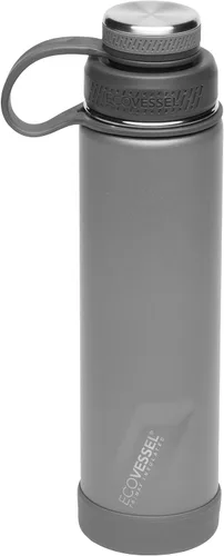Vista 16 de EcoVessel Botella de agua de acero inoxidable con tapa doble aislada, botella de agua aislada con colador y protector de botella de silicona, taza