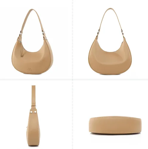 Vista 5 de JANSBEN Bolso de hombro para mujer Pequeño bolso de mano de moda lindo hobo bolso de mano bolsillo cuero vegano con cremallera bolso de mujer