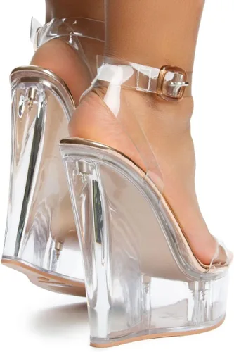 Vista 5 de Sandalias de tacón alto con plataforma transparente para mujer