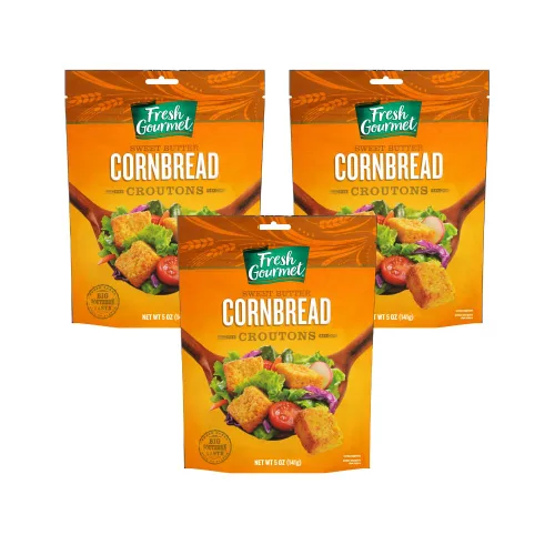 Vista 8 de Fresh Gourmet Crutones premium, pan de maíz dulce con mantequilla, 5 onzas (paquete de 4)