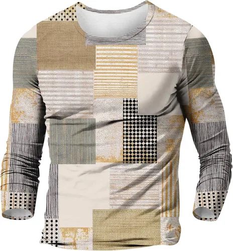 Vista 2 de Blusa vintage de diseñador de otoño para hombre 2023, camiseta casual, diseño abstracto de manga larga, camisas de moda