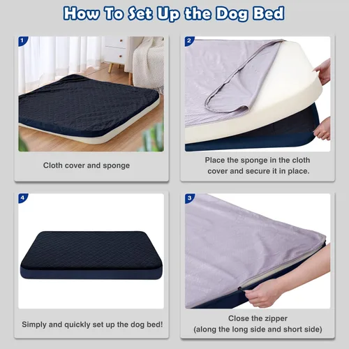 Vista 2 de Cama para perros extragrandes, colchón ortopédico de espuma Jumbo XL para perro, cama de dormir para mascotas de 47 pulgadas, parte inferior Gris