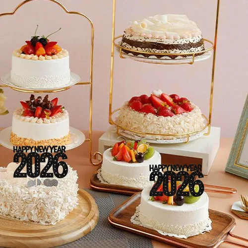 Vista 5 de Rsstarxi 1 paquete de decoración para tartas de Año Nuevo 2024 con purpurina para decoración de pasteles de Año Nuevo 2024, decoración para pasteles
