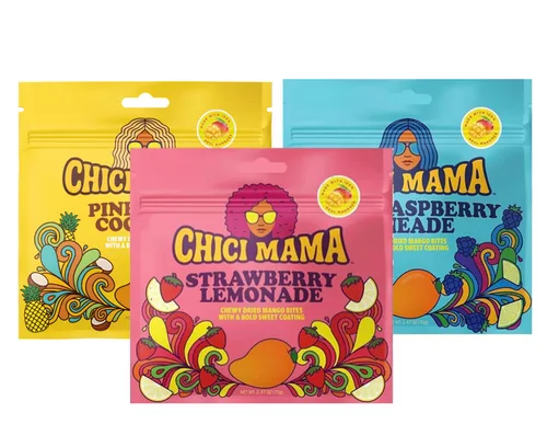 Vista 12 de Chici Mama Blue Raspberry Limeade - Bocadillos de mango, paquete de 2 – Hecho con mango real Golosinas masticables y jugosas alternativas Sin