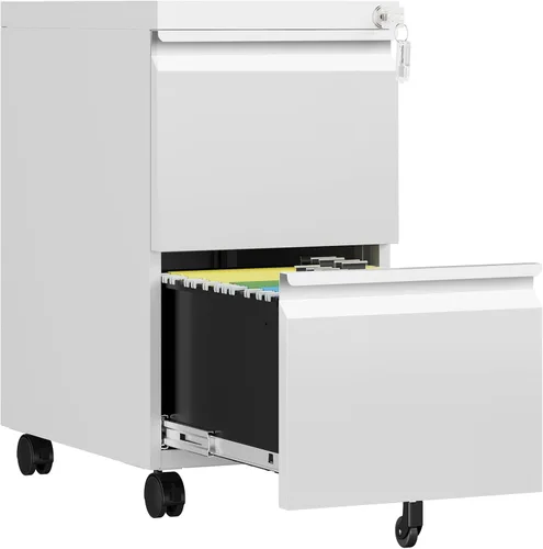 Vista 30 de Archivador de 2 cajones con cerradura, archivadores metálicos para oficina en casa, gabinete pequeño vertical negro para oficina en casa, archivador