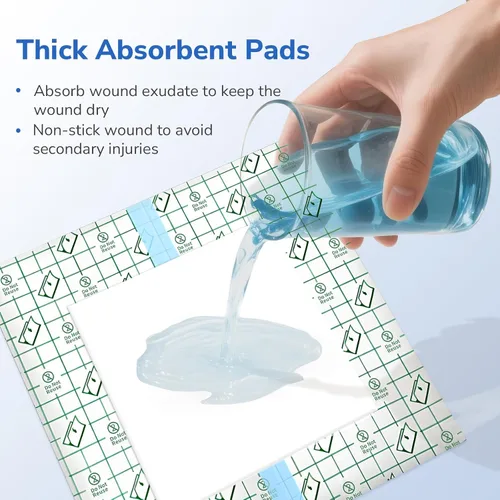 Vista 3 de Funda de ducha para ostomía, 50 unidades, protector de ducha impermeable, 8 x 8 pulgadas Large Size Waterproof Shower Guard, Non-Adhesive Center
