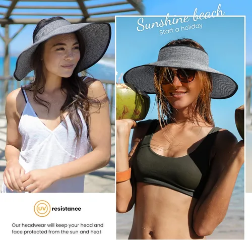 Vista 7 de Simplicity - Sombrero con protección solar UV UPF 50 para mujer, convertible en visera para playa