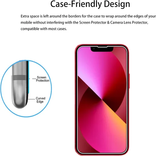 Vista 7 de Marco de alineación fácil diseñado para iPhone 13 mini Protector de pantalla de vidrio templado 2 paquetes Película protectora de lente de cámara 2