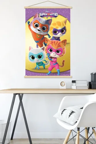 Vista 5 de Trends International Disney Junior Super Kitties - Póster de pared de grupo, 22.37 x 34.00 pulgadas, paquete de impresión premium y colgador