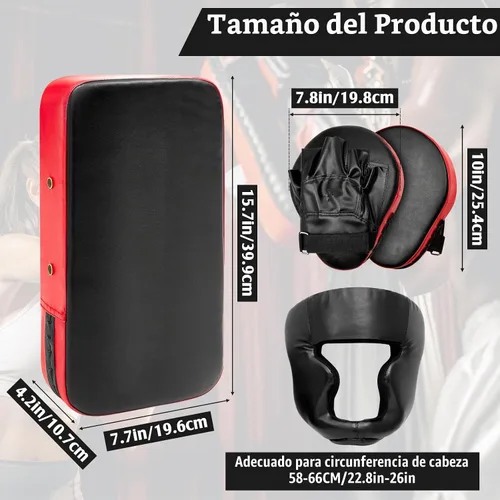 Vista 2 de Gemscream - Juego de Manoplas de Boxeo 10 en 1, Almohadillas de Patada Taekwondo, Manoplas de Boxeo, Almohadillas de Enfoque, Guantes de Boxeo