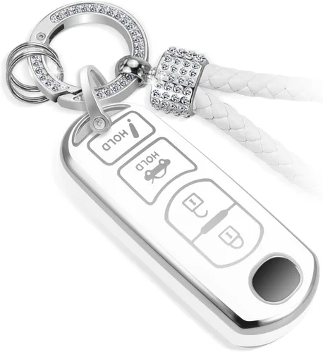 Vista 28 de para llavero de Cadillac con funda de TPU con superficie granulada y cuerda trenzada metálica, funda de llavero mejorada para 2020 en adelante CT4