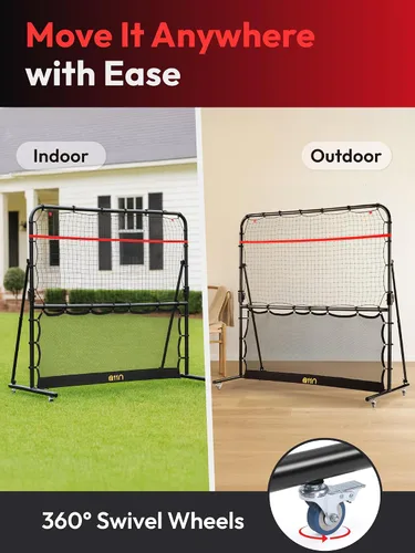 Vista 5 de A11N SPORTS Rebotador de pickleball con ángulos ajustables y ruedas de 360° – Rebotador de práctica para frente, atrás, dinks, voleas – Ideal