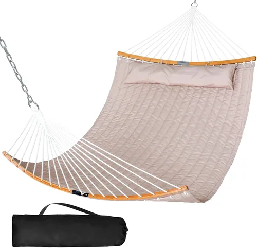 Vista 9 de SUNCREAT Hamacas para colgar en el exterior, hamaca de árbol para exteriores, hamaca grande de repuesto para soporte, beige