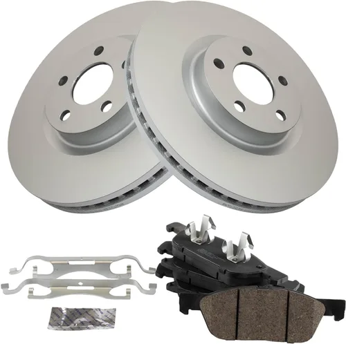 Vista 160 de TRQ Juego de pastillas de freno delantero y rotores con revestimiento de cerámica compatible con Jeep Compass Patriot 2017
