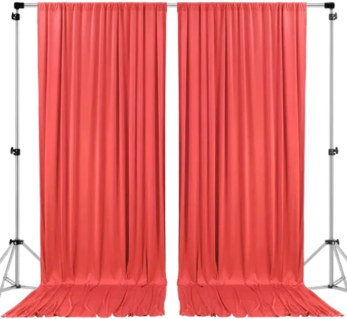 Vista 7 de AK TRADING CO. Cortinas de telón de fondo de poliéster beige de 10 x 10 pies con bolsillos para varillas - Cortinas para decoración de ventanas