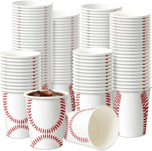Vista 8 de 100 piezas de decoración de fútbol – vasos de papel de 9 onzas para fiestas deportivas, día de juego de fanáticos, suministros temáticos de fiesta