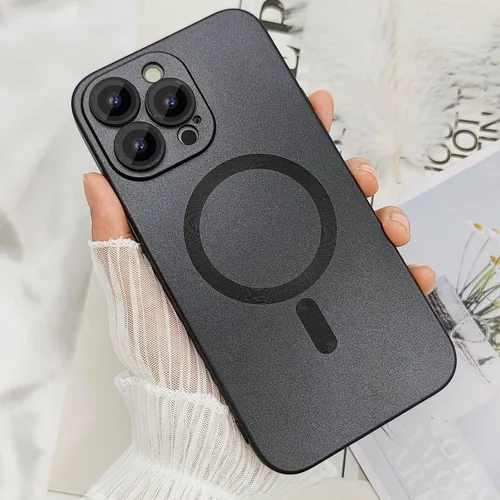 Vista 3 de ankofave Funda magnética para iPhone 13 Pro Max para mujer, diseño mate de lujo suave con brillo metálico con protector de lente de cámara