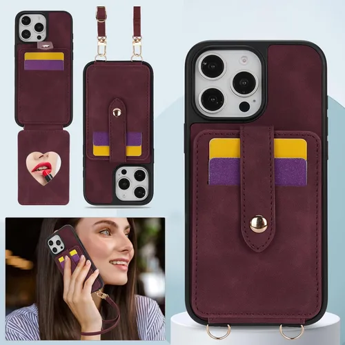 Vista 36 de Dteck Funda para iPhone 16 de 6.1 pulgadas 2024, funda de piel sintética con cierre de botón magnético, ranuras para tarjetas de crédito, función