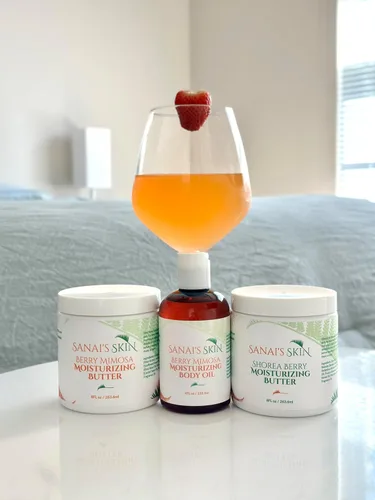 Vista 4 de Sanai's Skin Mantequilla corporal hidratante Mantequilla hidratante de bayas y mimosa Hidratante y nutritiva para piel normal a seca Manteca